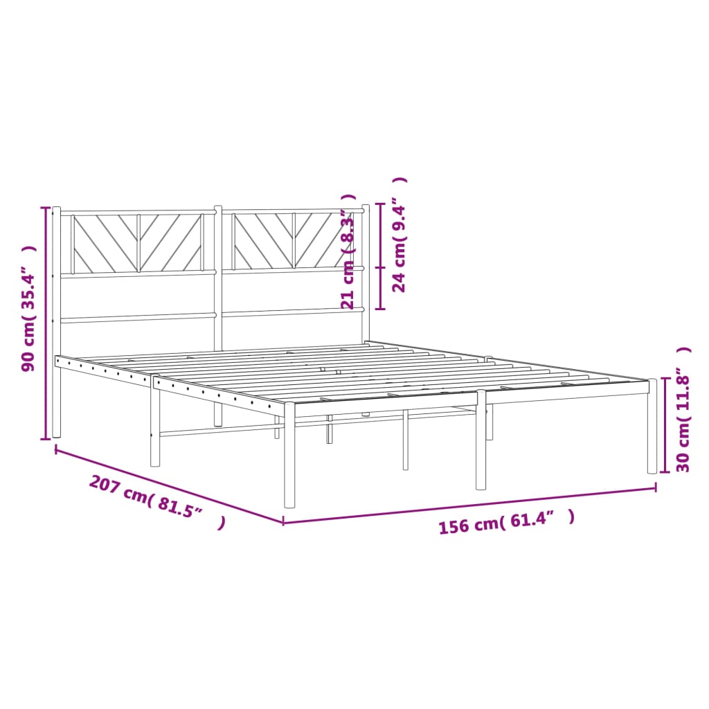 vidaXL Kovový rám postele s čelem černý 150 x 200 cm