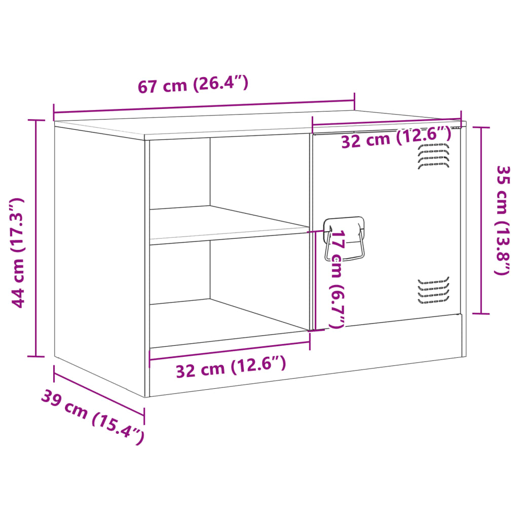 vidaXL TV skříňka hořčicově žlutá 67 x 39 x 44 cm ocel