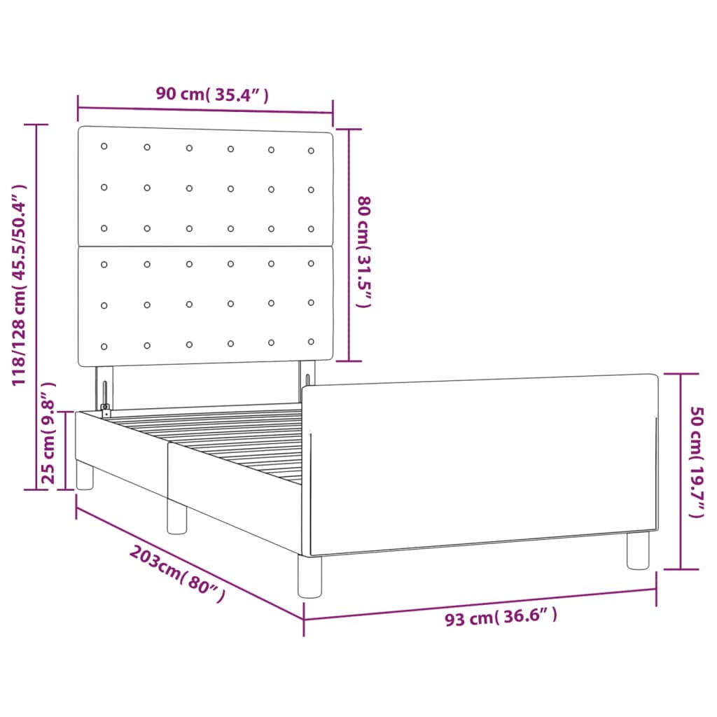 vidaXL Rám postele s čelem bílý 90x200 cm umělá kůže