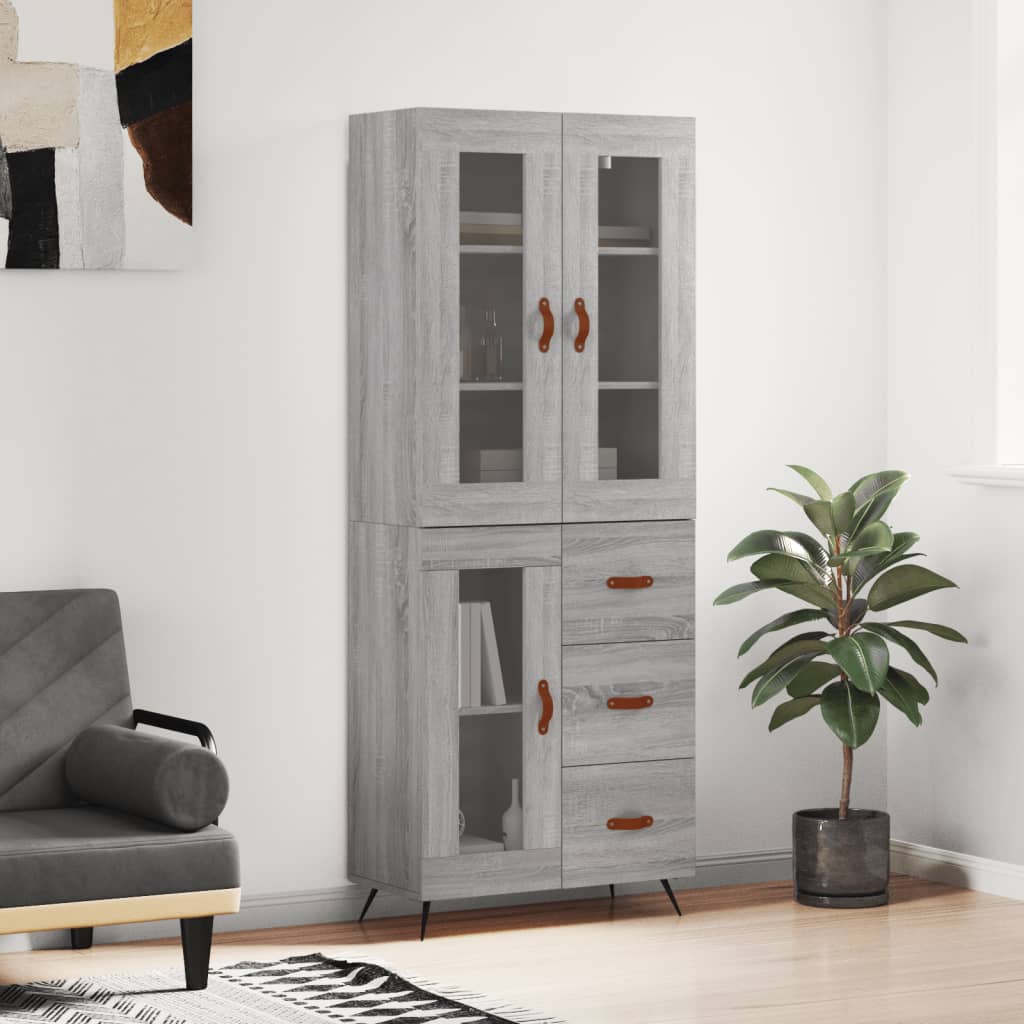 vidaXL Skříň highboard šedá sonoma 69,5 x 34 x 180 cm kompozitní dřevo