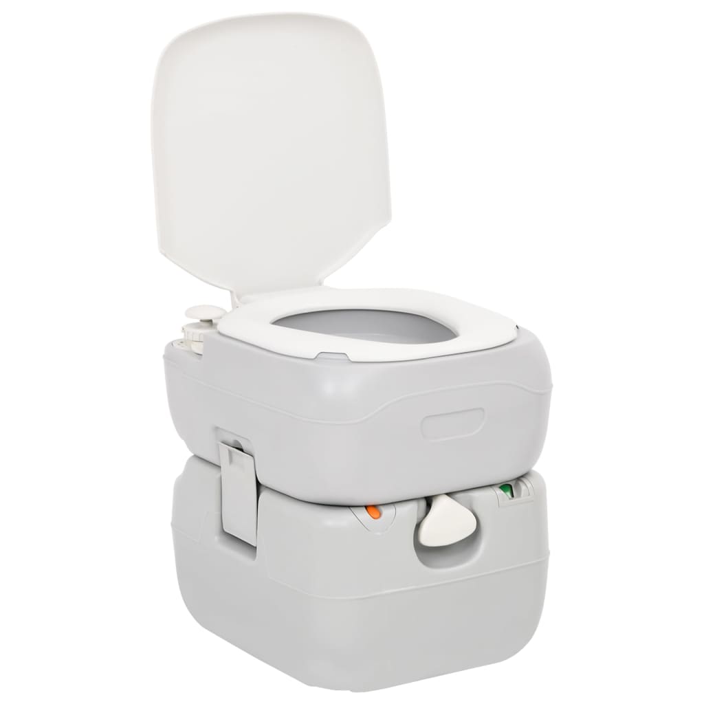 vidaXL Přenosná kempingová toaleta šedá a bílá 22+12 l HDPE