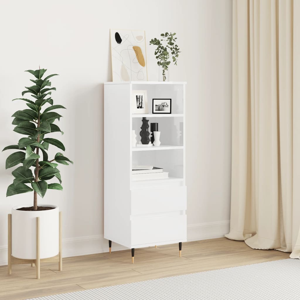 vidaXL Skříň highboard bílá s vysokým leskem 40 x 36 x 110 cm kompozit