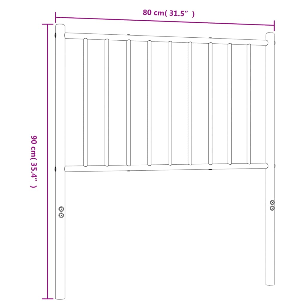 vidaXL Kovové čelo postele černé 75 cm