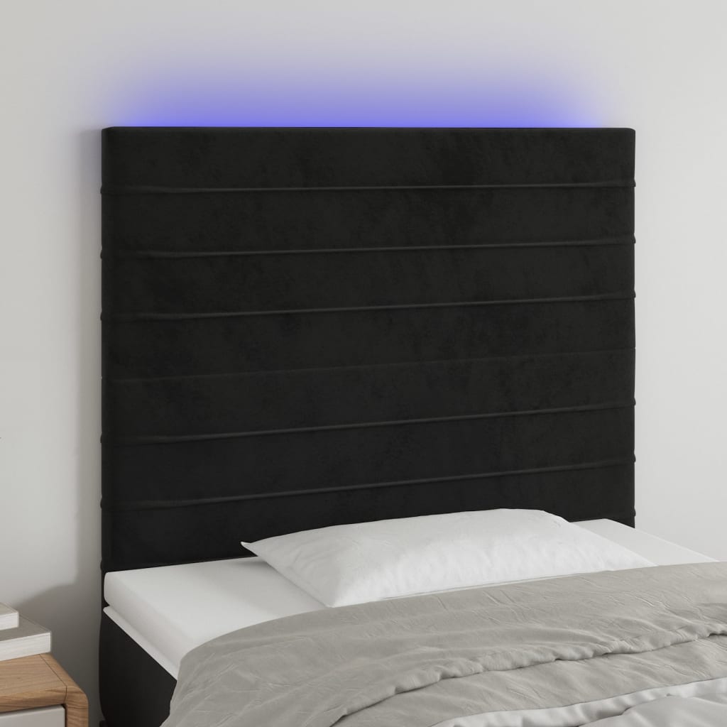 vidaXL Čelo postele s LED černé 100x5x118/128 cm samet