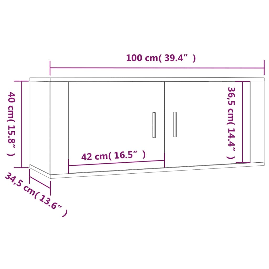 vidaXL Nástěnné TV skříňky 2 ks šedé sonoma 100 x 34,5 x 40 cm