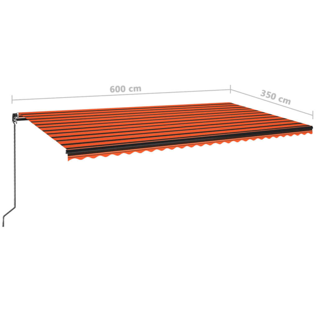 vidaXL Ručně zatahovací markýza s LED světlem 600x350 cm oranžovohnědá