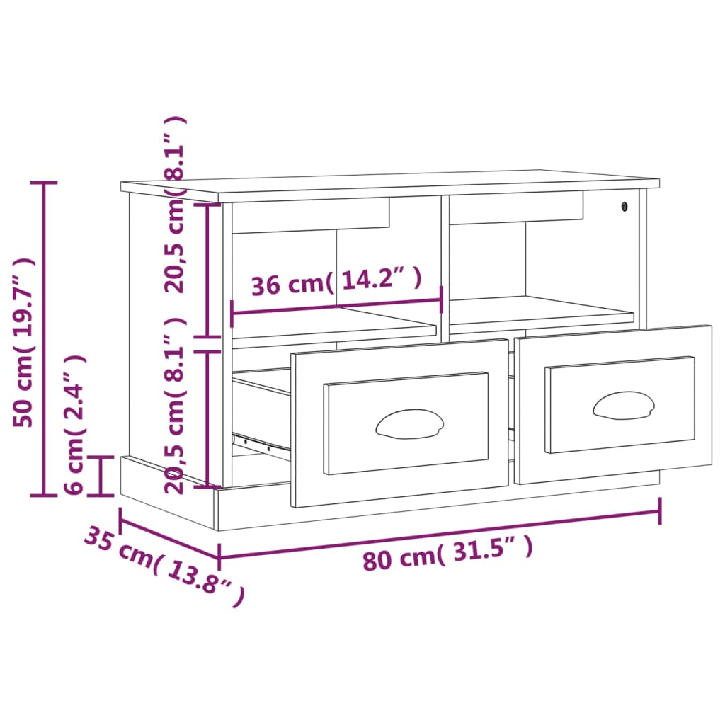 vidaXL TV skříňka šedá sonoma 80 x 35 x 50 cm kompozitní dřevo