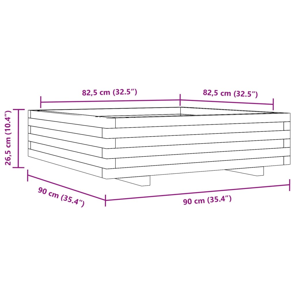 vidaXL Zahradní truhlík 90 x 90 x 26,5 cm masivní borové dřevo