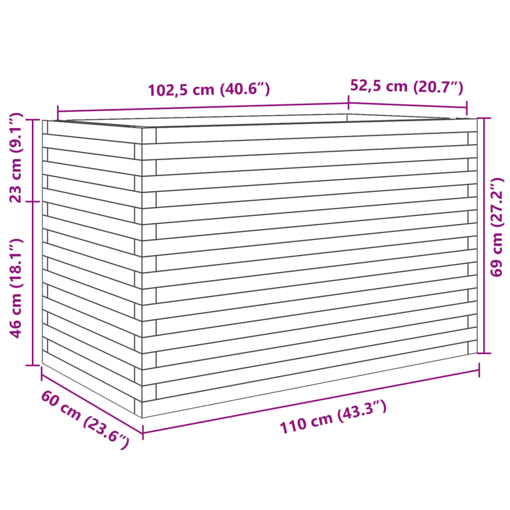 vidaXL Zahradní truhlík 110 x 60 x 68,5 cm impregnované borové dřevo