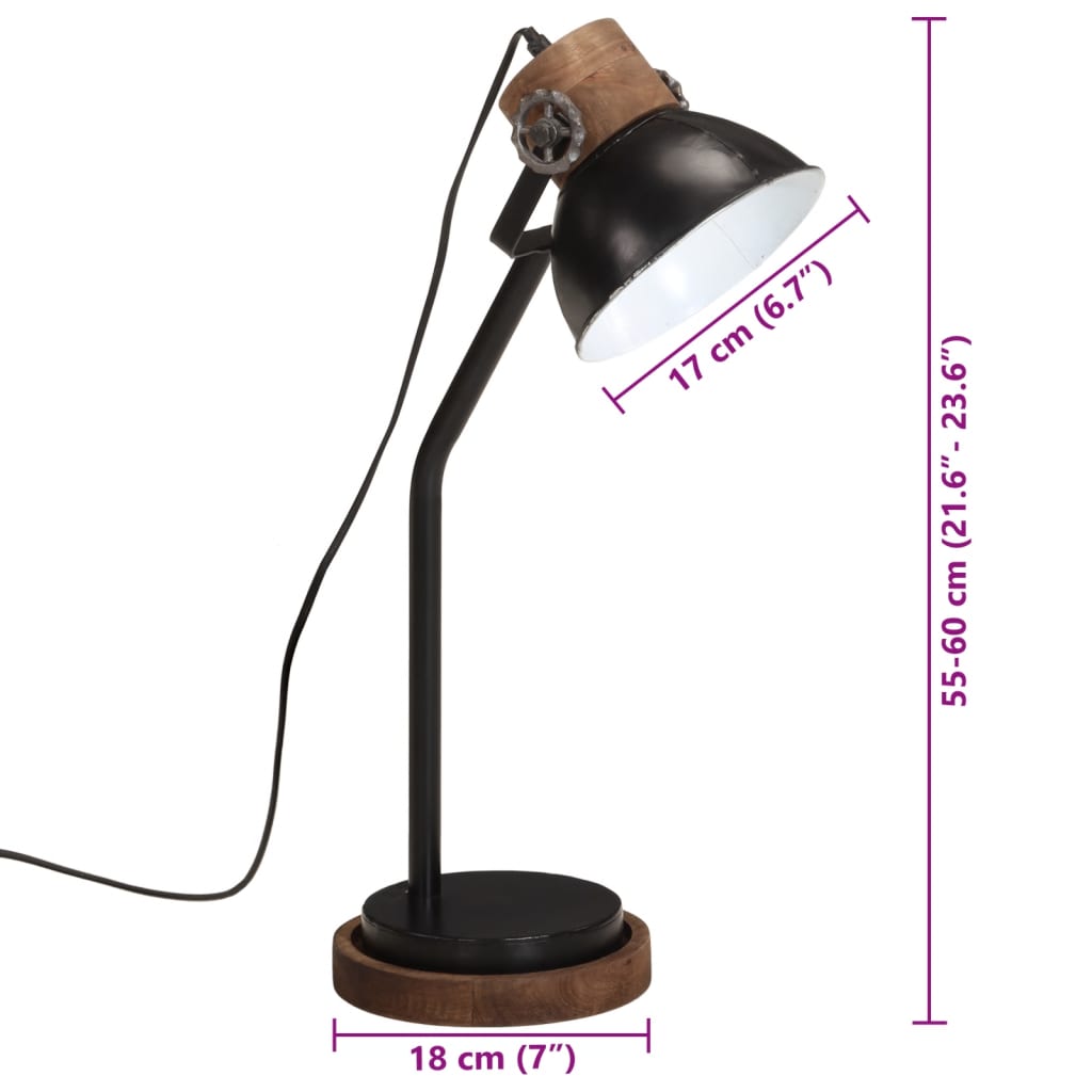 vidaXL Stolní lampa 25 W černá 18 x 18 x 60 cm E27