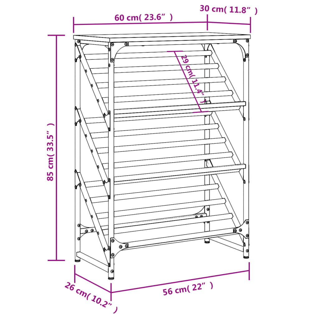 vidaXL Botník kouřový dub 60 x 30 x 85 cm kompozitní dřevo