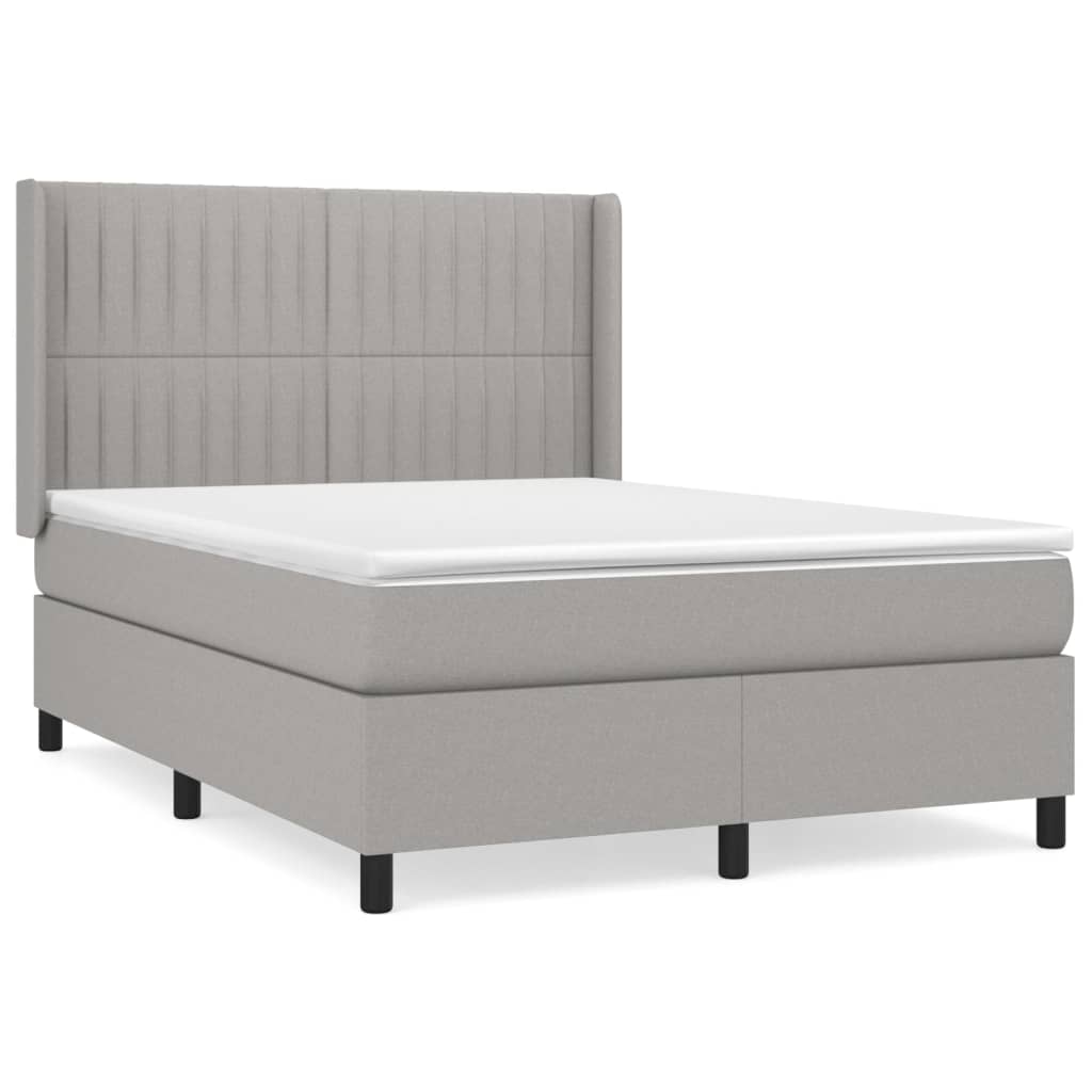 vidaXL Box spring postel s matrací světle šedá 140 x 190 cm textil