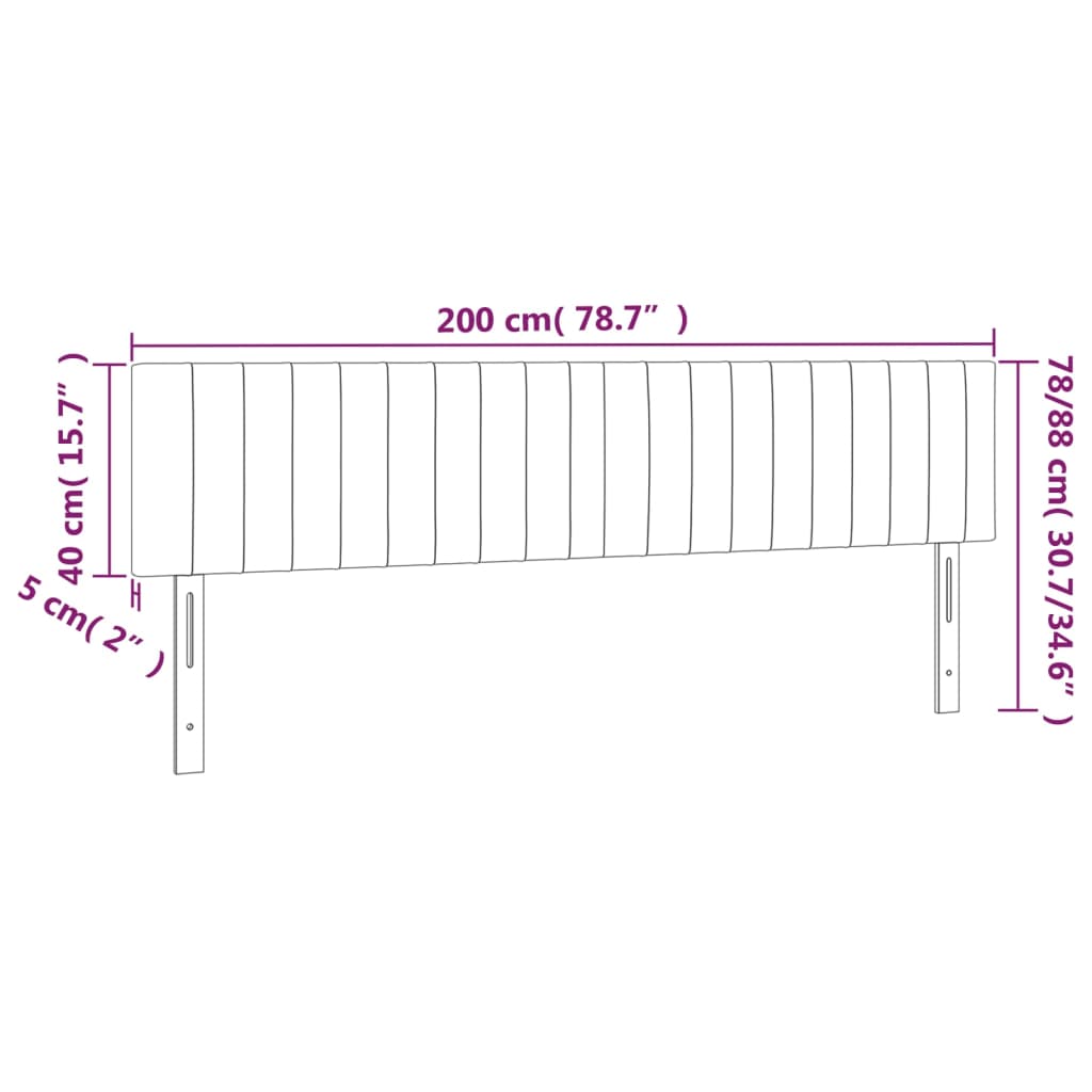 vidaXL Čelo postele s LED tmavě šedé 200x5x78/88 cm textil