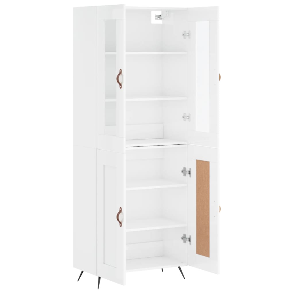 vidaXL Skříň highboard lesklá bílá 69,5 x 34 x 180 cm kompozitní dřevo