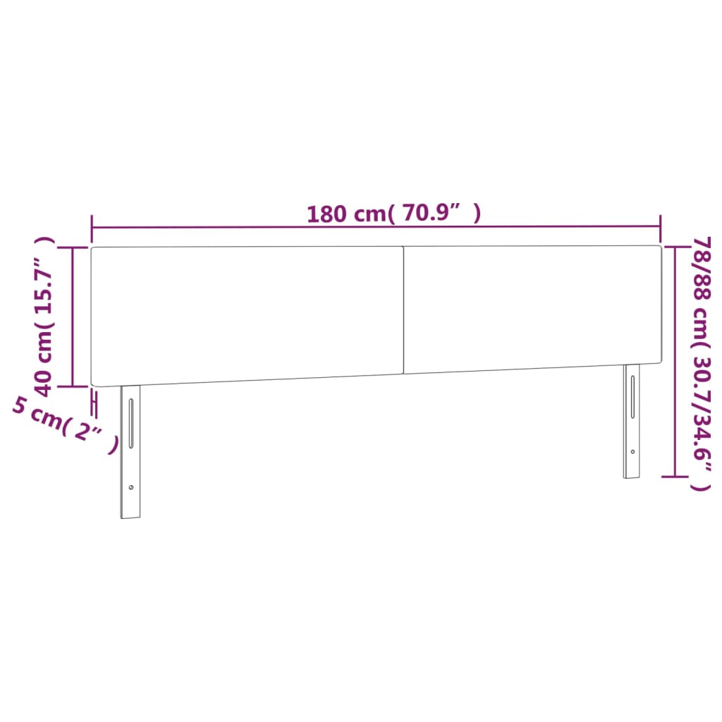 vidaXL Čelo postele s LED světle šedé 180x5x78/88 cm samet