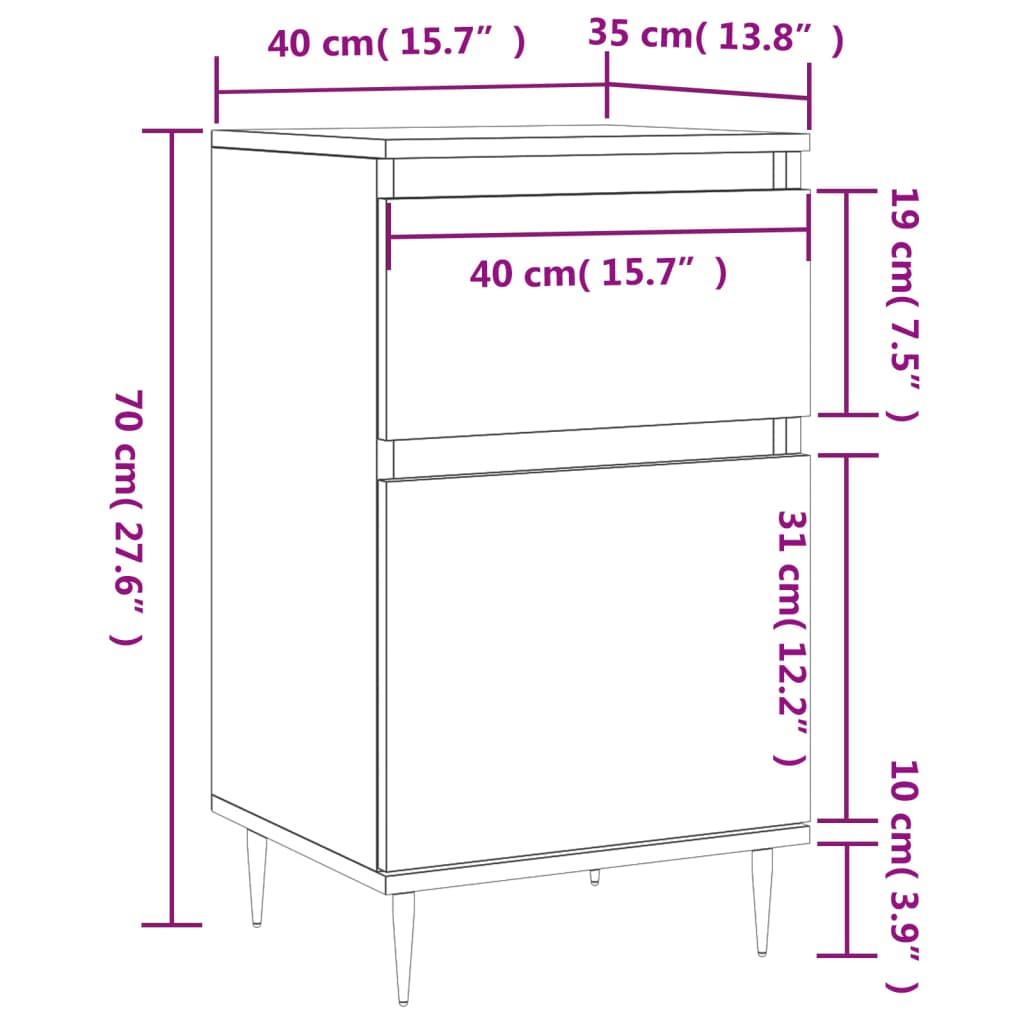 vidaXL Příborník betonově šedý 40 x 35 x 70 cm kompozitní dřevo