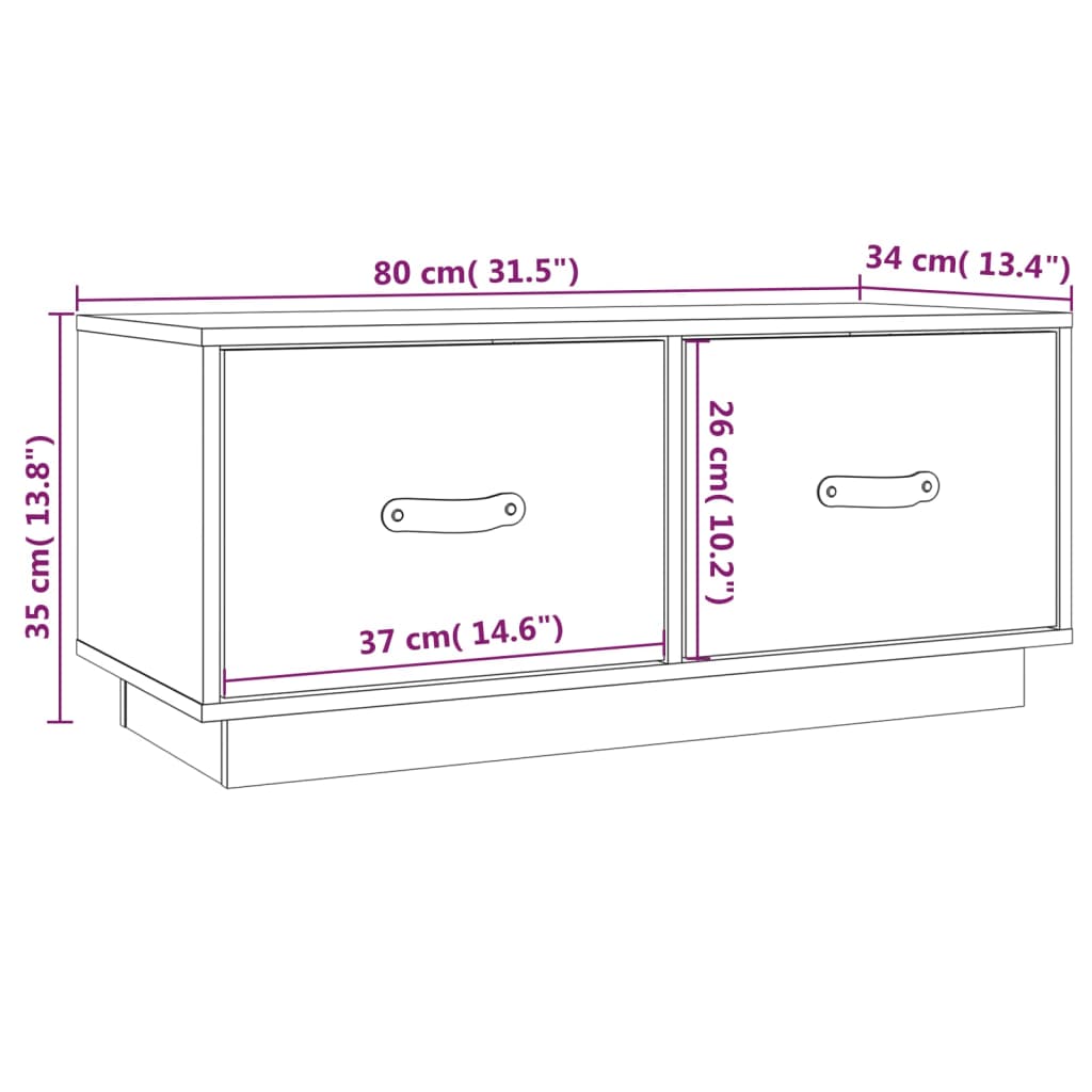 vidaXL TV skříňka šedá 80 x 34 x 35 cm masivní borové dřevo