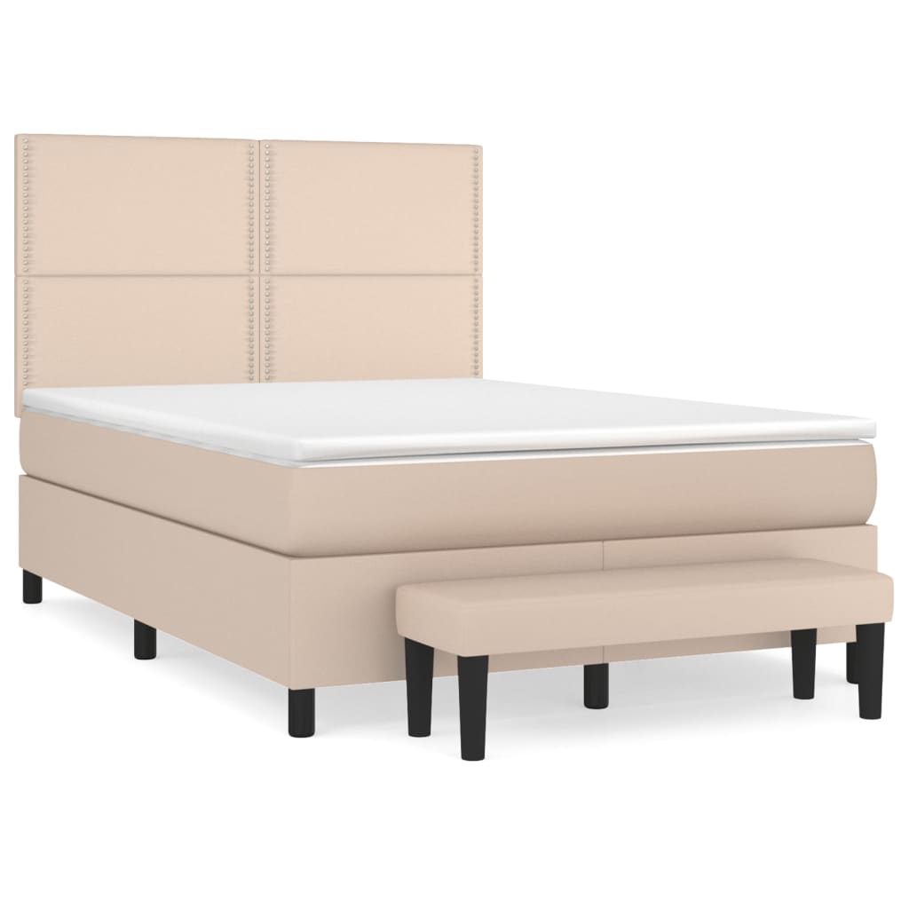 vidaXL Box spring postel s matrací cappuccino 140x190 cm umělá kůže