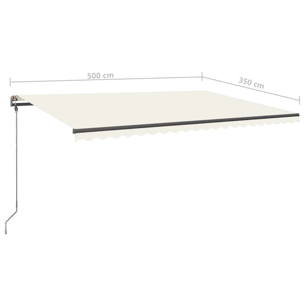 vidaXL Ručně zatahovací markýza s LED světlem 500 x 350 cm krémová