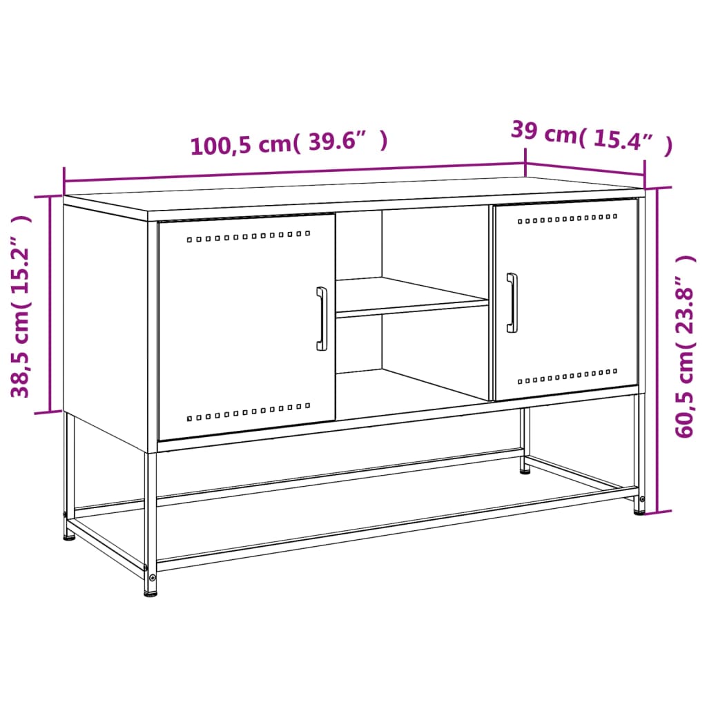 vidaXL TV skříňka růžová 100,5 x 39 x 60,5 cm ocel