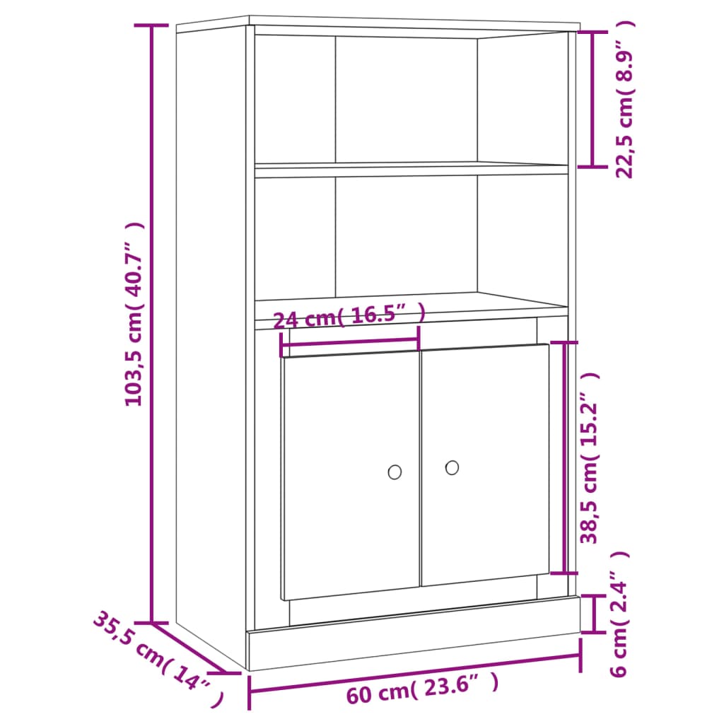 vidaXL Skříň highboard dub sonoma 60 x 35,5 x 103,5 kompozitní dřevo