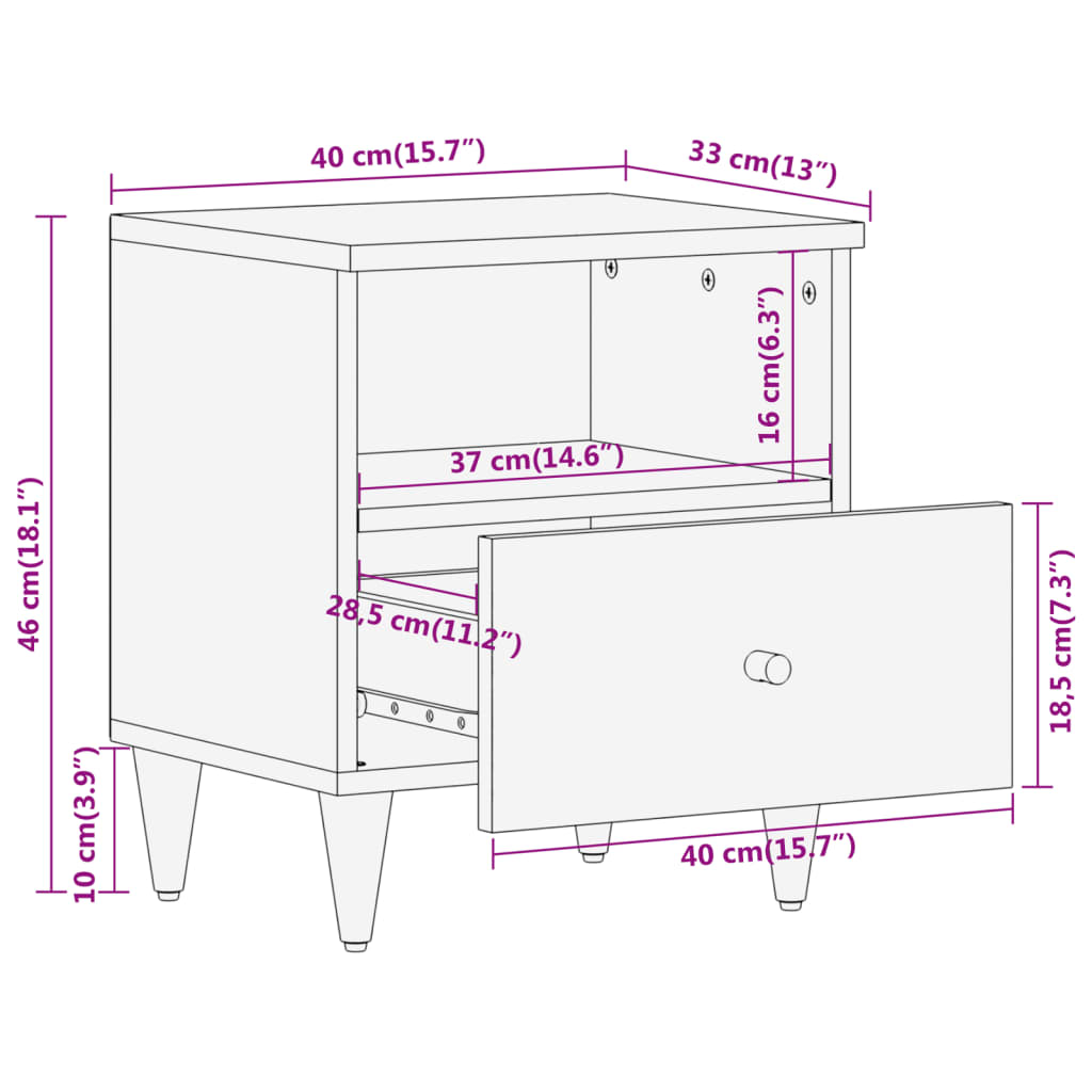 vidaXL Noční stolky 2 ks 40 x 33 x 46 cm masivní mangovníkové dřevo