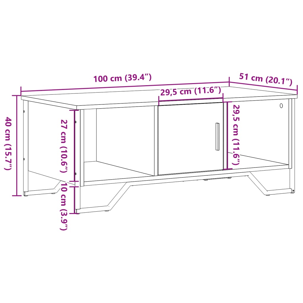 vidaXL Konferenční stolek černý 100 x 51 x 40 cm kompozitní dřevo