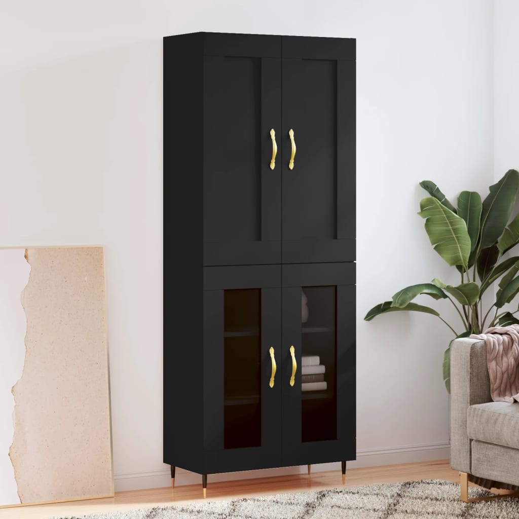 vidaXL Skříň highboard černá 69,5 x 34 x 180 cm kompozitní dřevo