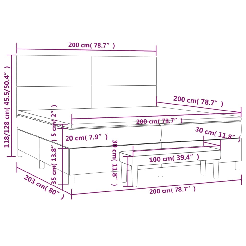 vidaXL Box spring postel s matrací šedá 200x200 cm umělá kůže