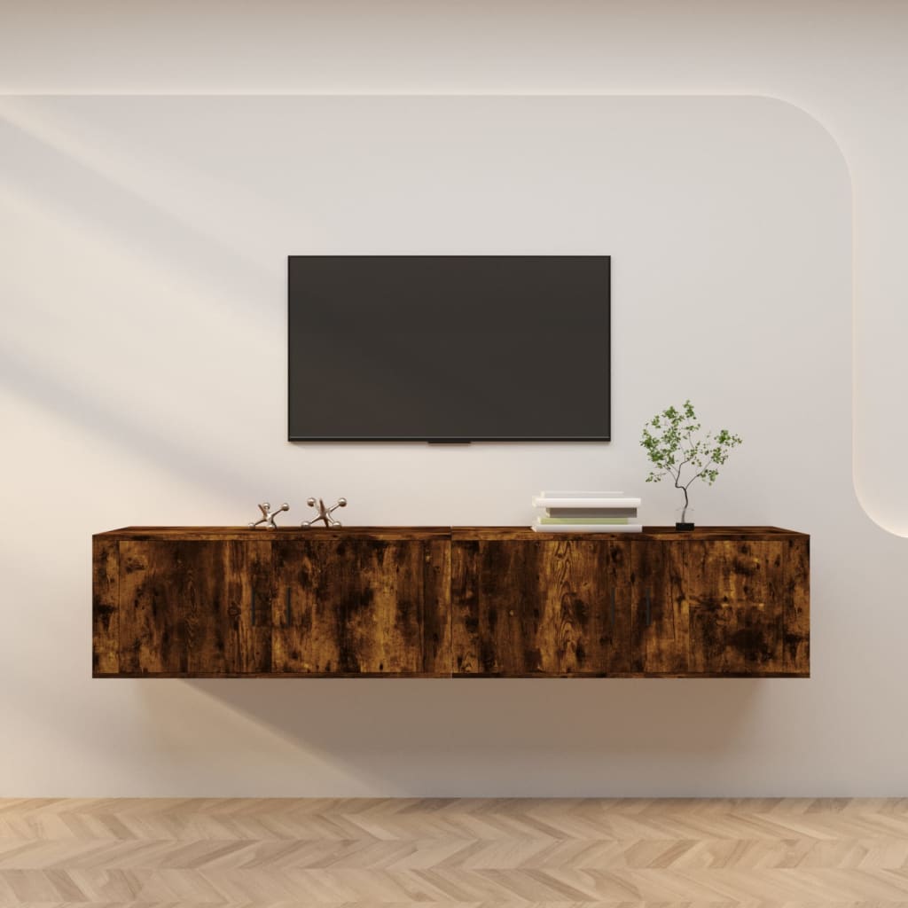 vidaXL Nástěnné TV skříňky 2 ks kouřový dub 100 x 34,5 x 40 cm