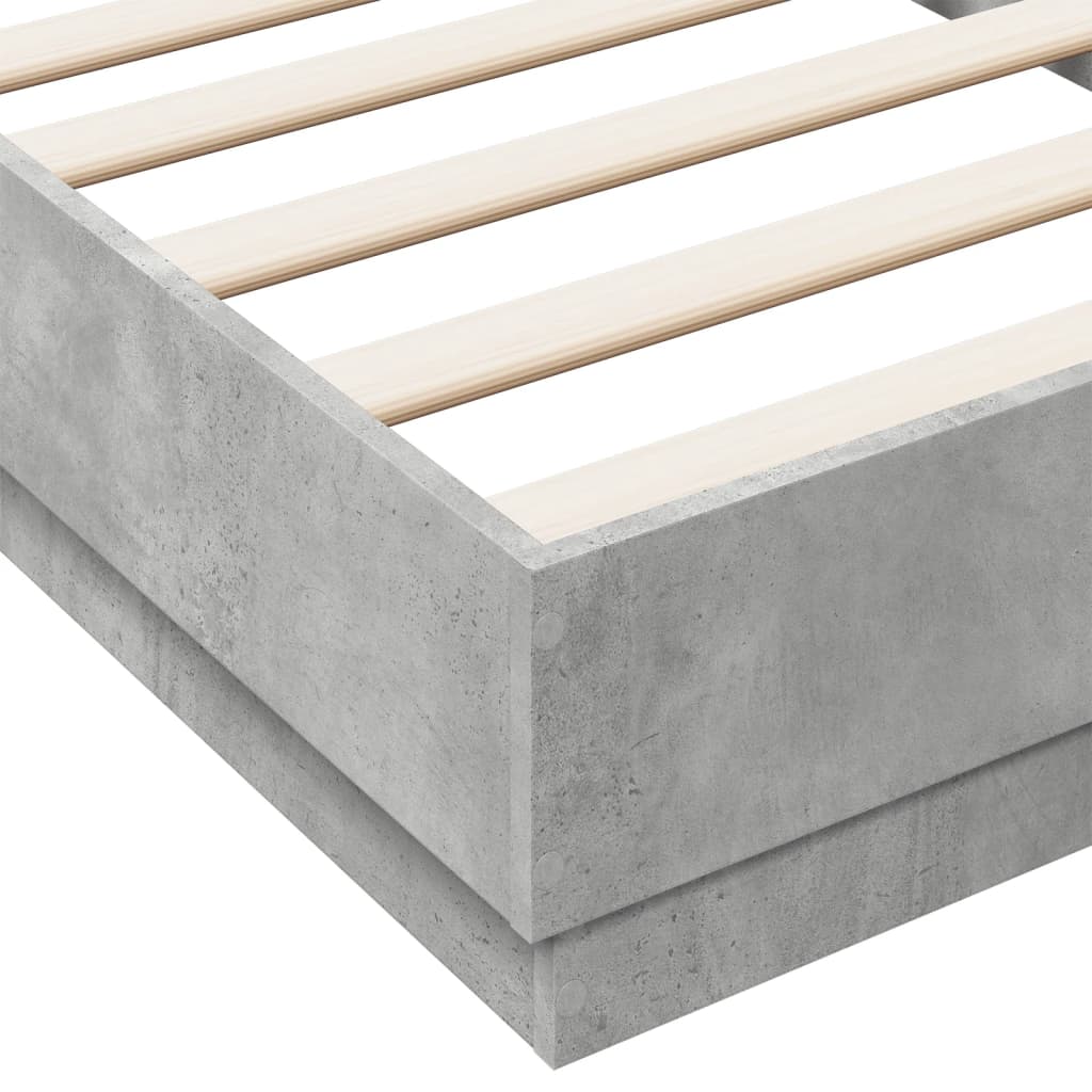 vidaXL Rám postele s LED osvětlením betonově šedý 90 x 190 cm