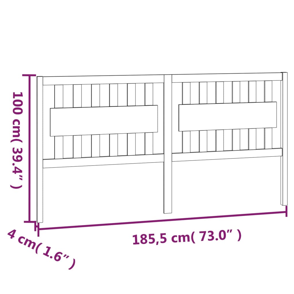 vidaXL Čelo postele bílé 185,5 x 4 x 100 cm masivní borovice