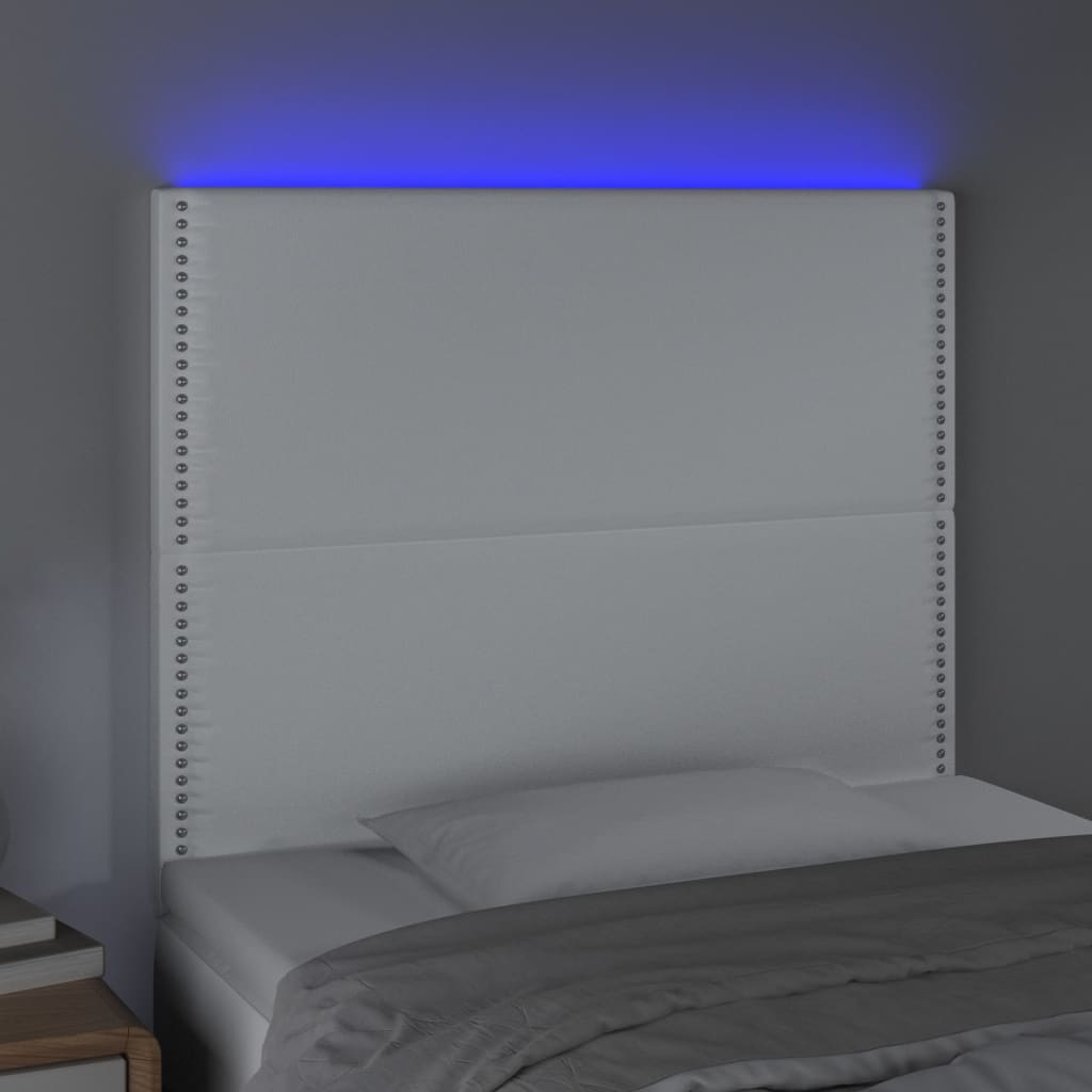 vidaXL Čelo postele s LED bílé 100x5x118/128 cm umělá kůže