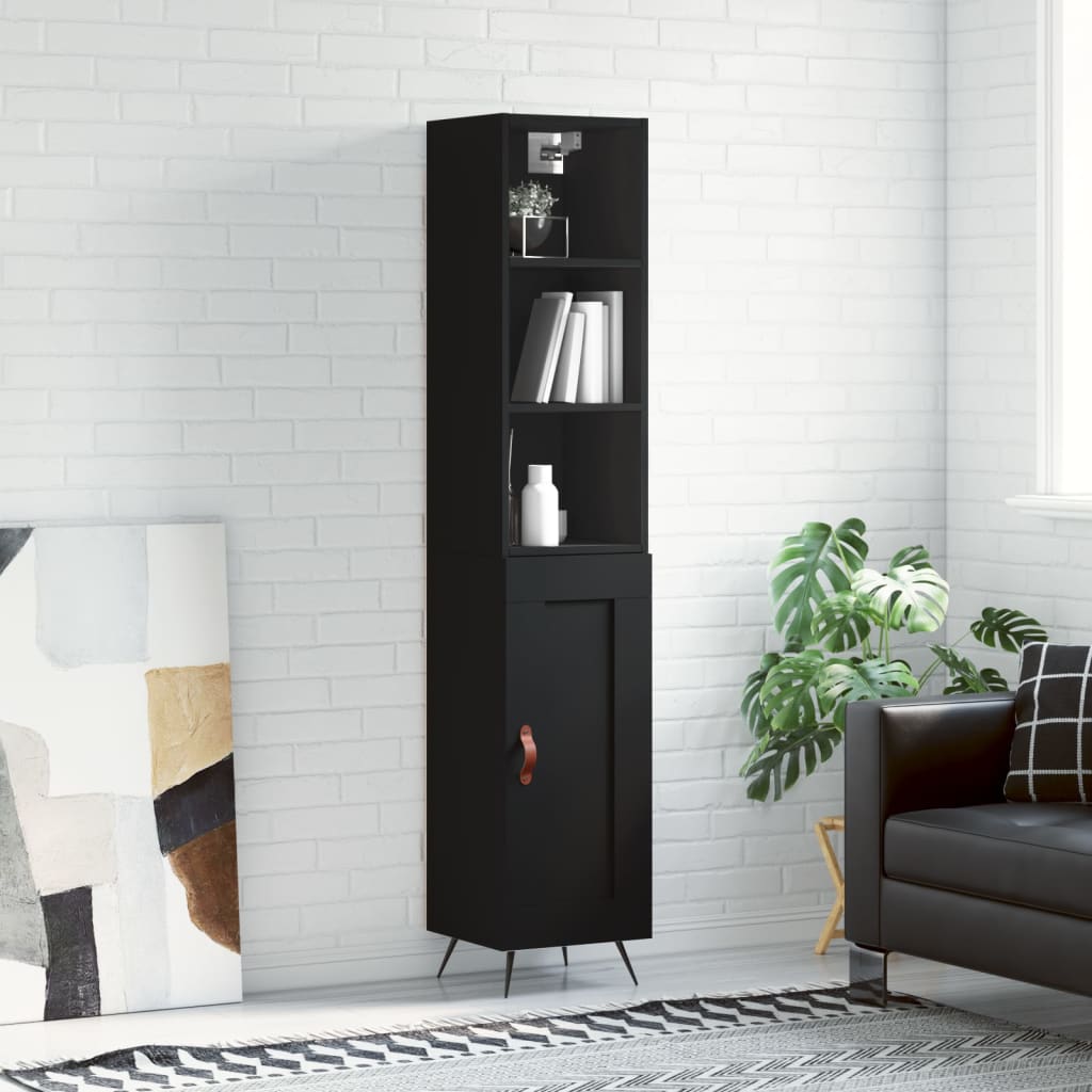 vidaXL Skříň highboard černá 34,5 x 34 x 180 cm kompozitní dřevo