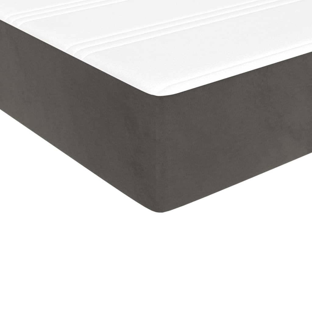 vidaXL Box spring postel s matrací tmavě šedá 140x200 cm samet