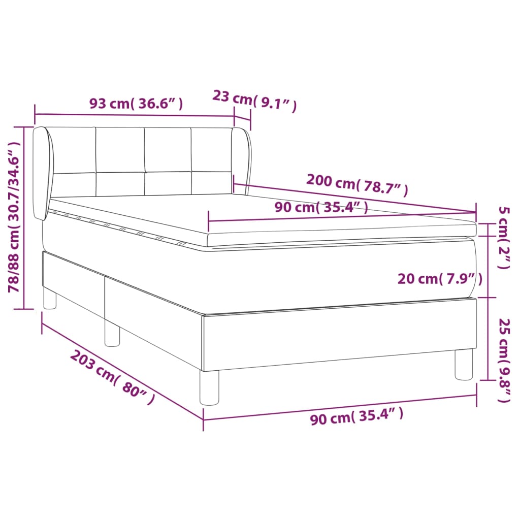 vidaXL Box spring postel s matrací světle šedá 90x200 cm textil