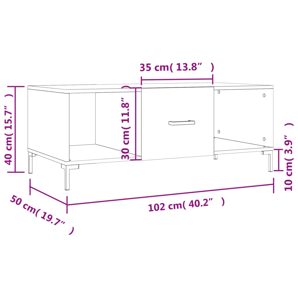 vidaXL Konferenční stolek šedý sonoma 102x50x40 cm kompozitní dřevo