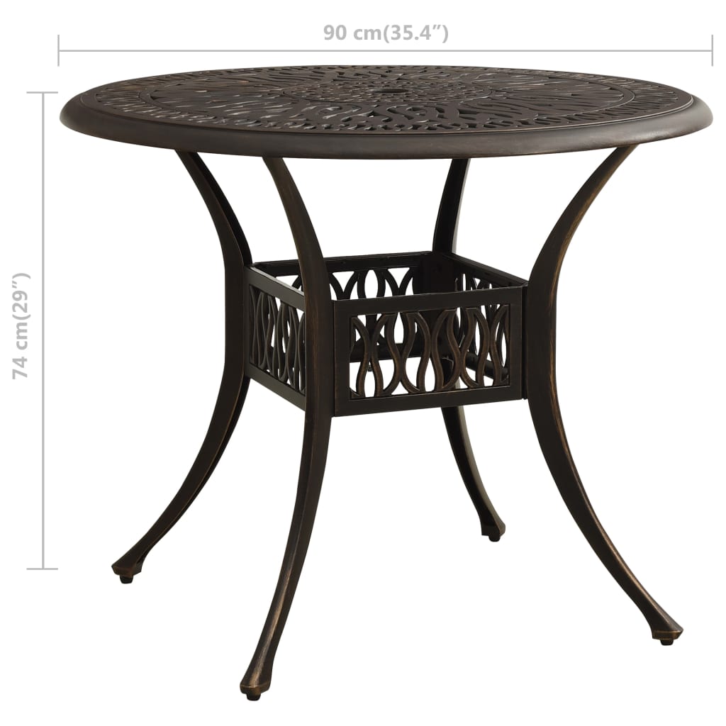 vidaXL 3dílný bistro set litý hliník bronzový