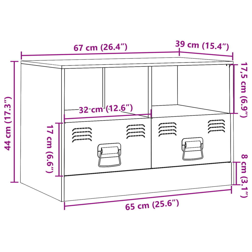 vidaXL TV skříňka černá 67 x 39 x 44 cm ocel