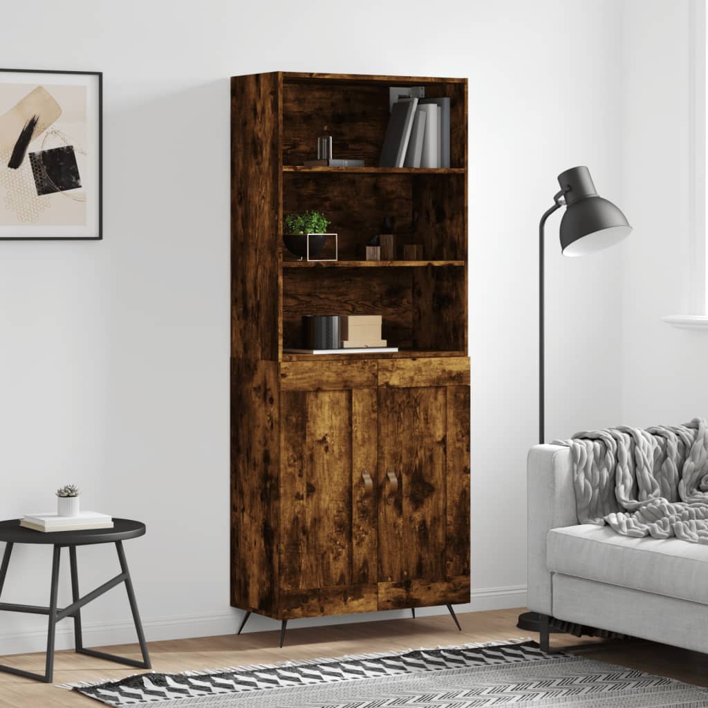 vidaXL Skříň highboard kouřový dub 69,5 x 34 x 180 cm kompozitní dřevo