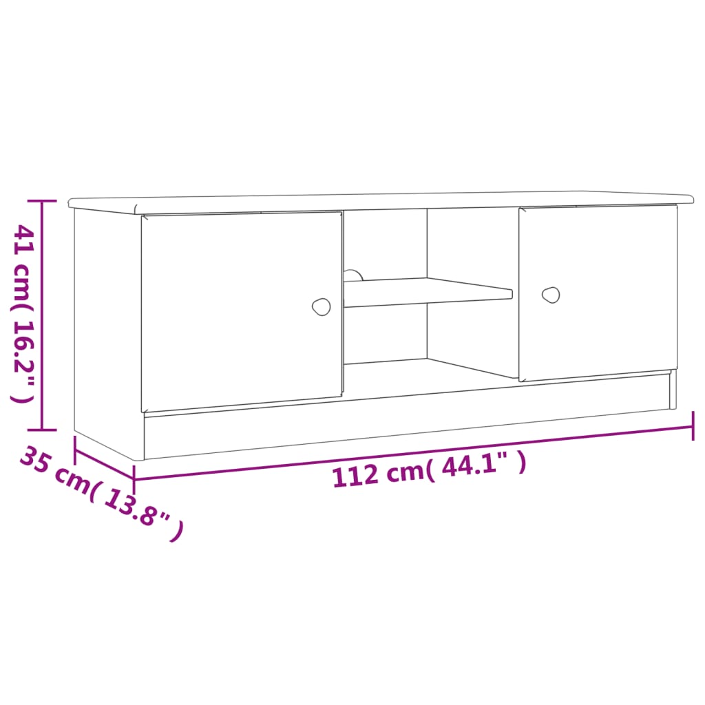 vidaXL TV skříňka ALTA bílá 112 x 35 x 41 cm masivní borové dřevo