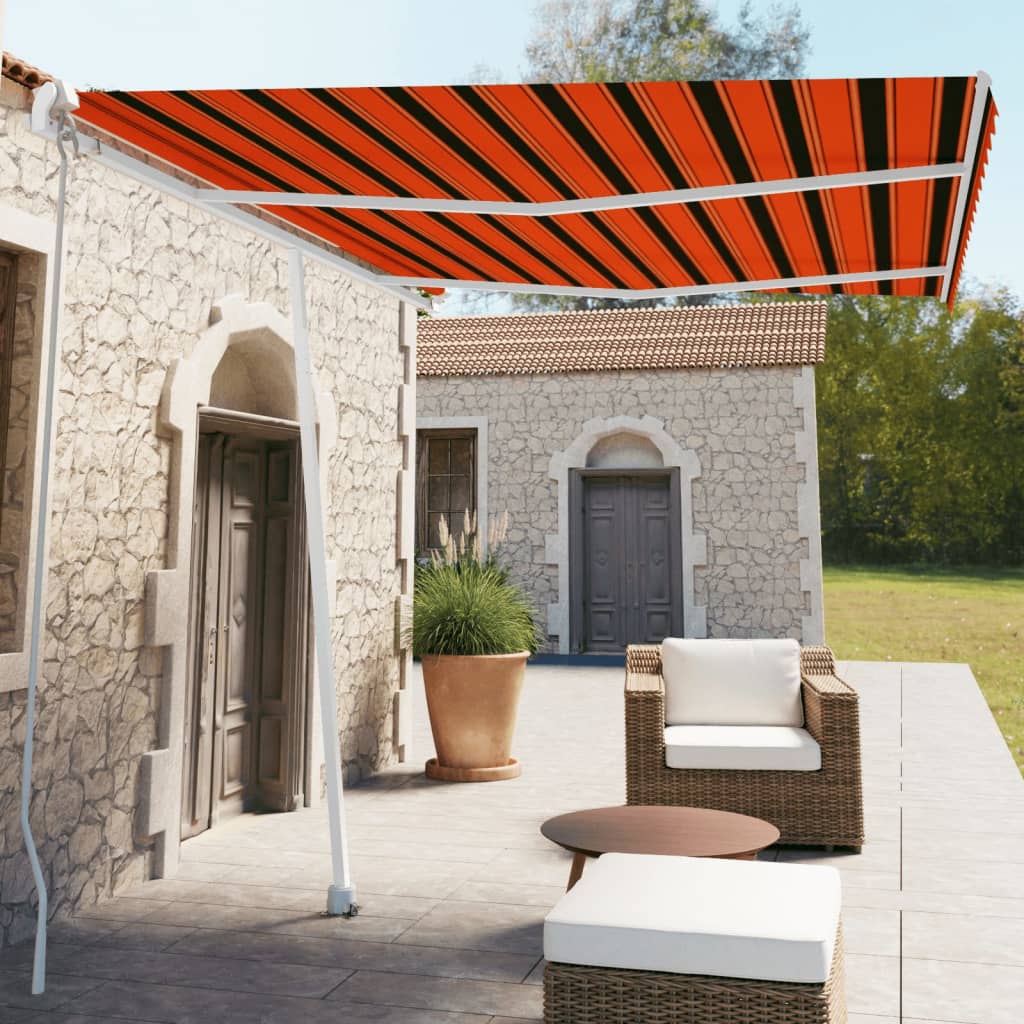 vidaXL Volně stojící ručně zatahovací markýza 350x250 cm oranžovohnědá