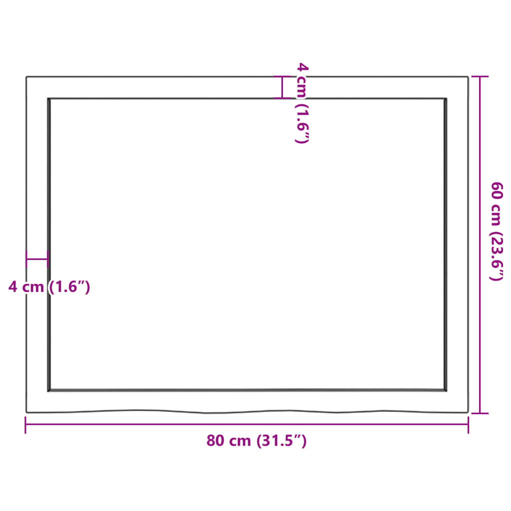 vidaXL Stolní deska tmavě hnědá 80x60x(2-4)cm ošetřený masivní dub