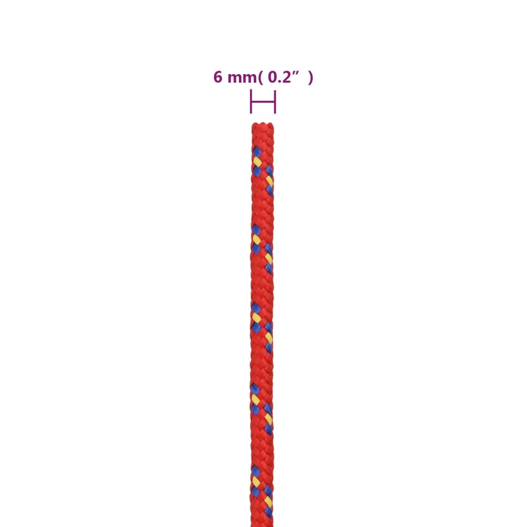 vidaXL Lodní lano červené 6 mm 25 m polypropylen