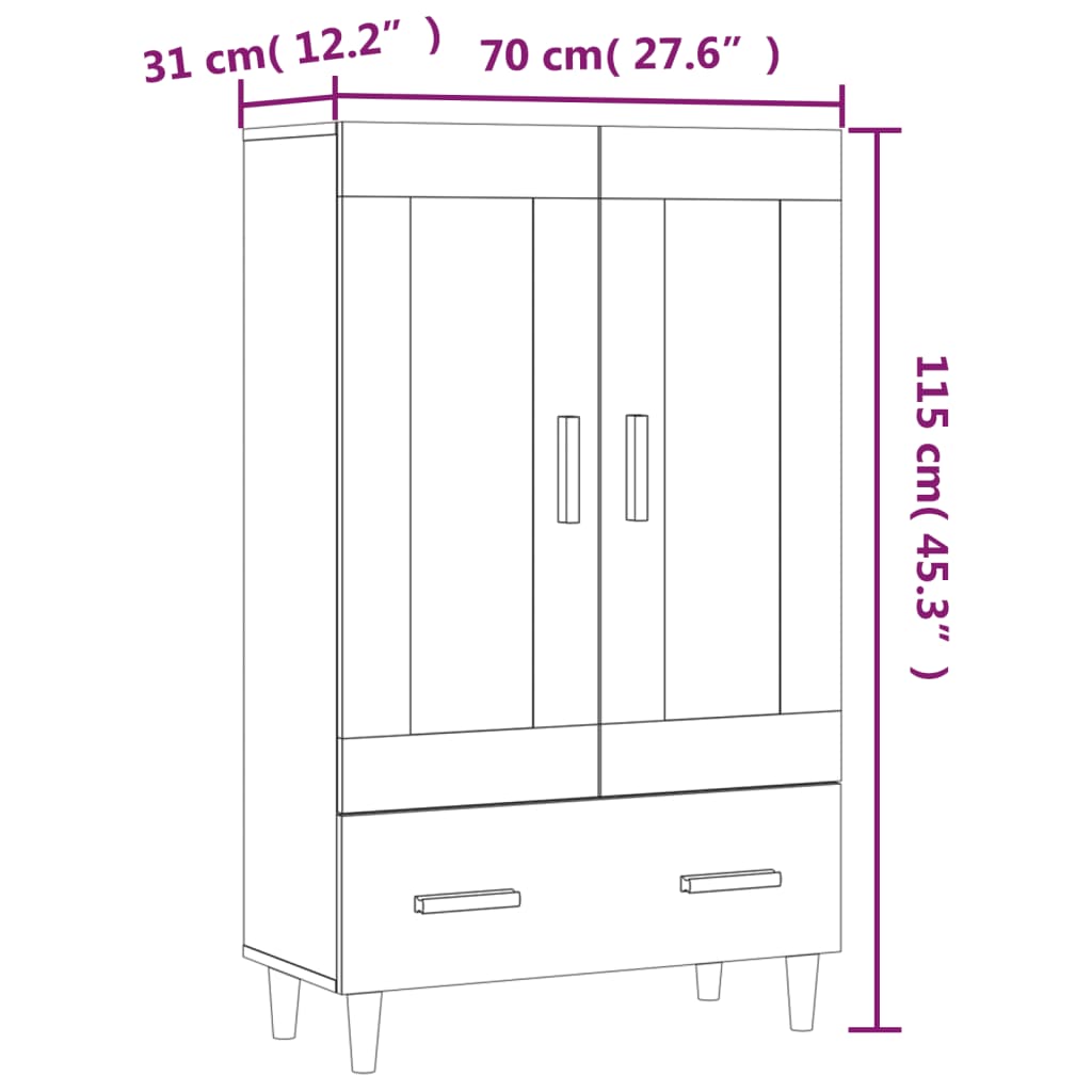 vidaXL Komoda hnědý dub 70 x 31 x 115 cm kompozitní dřevo