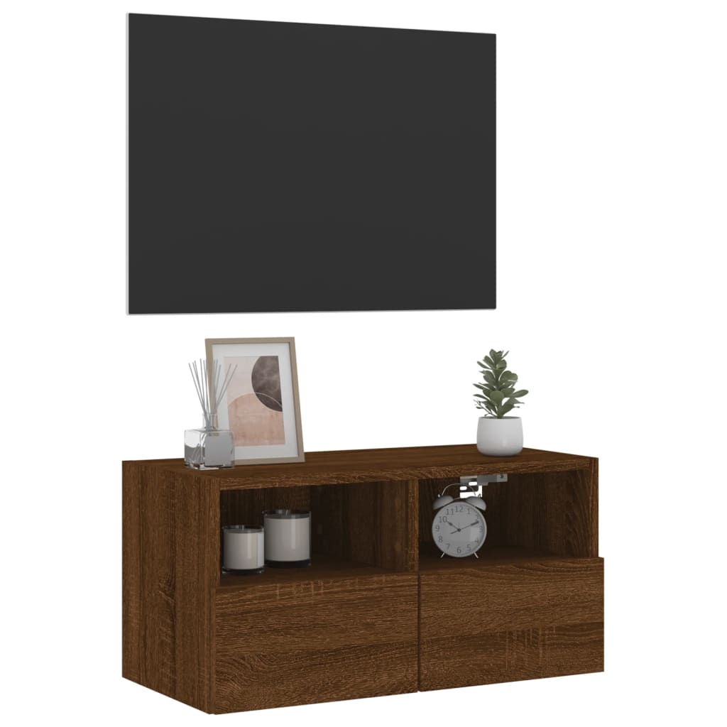 vidaXL Nástěnná TV skříňka hnědý dub 60 x 30 x 30 cm kompozitní dřevo