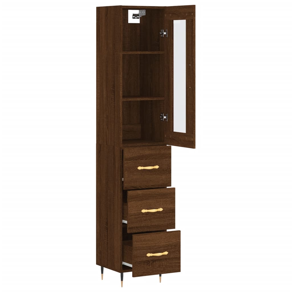 vidaXL Skříň highboard hnědý dub 34,5 x 34 x 180 cm kompozitní dřevo