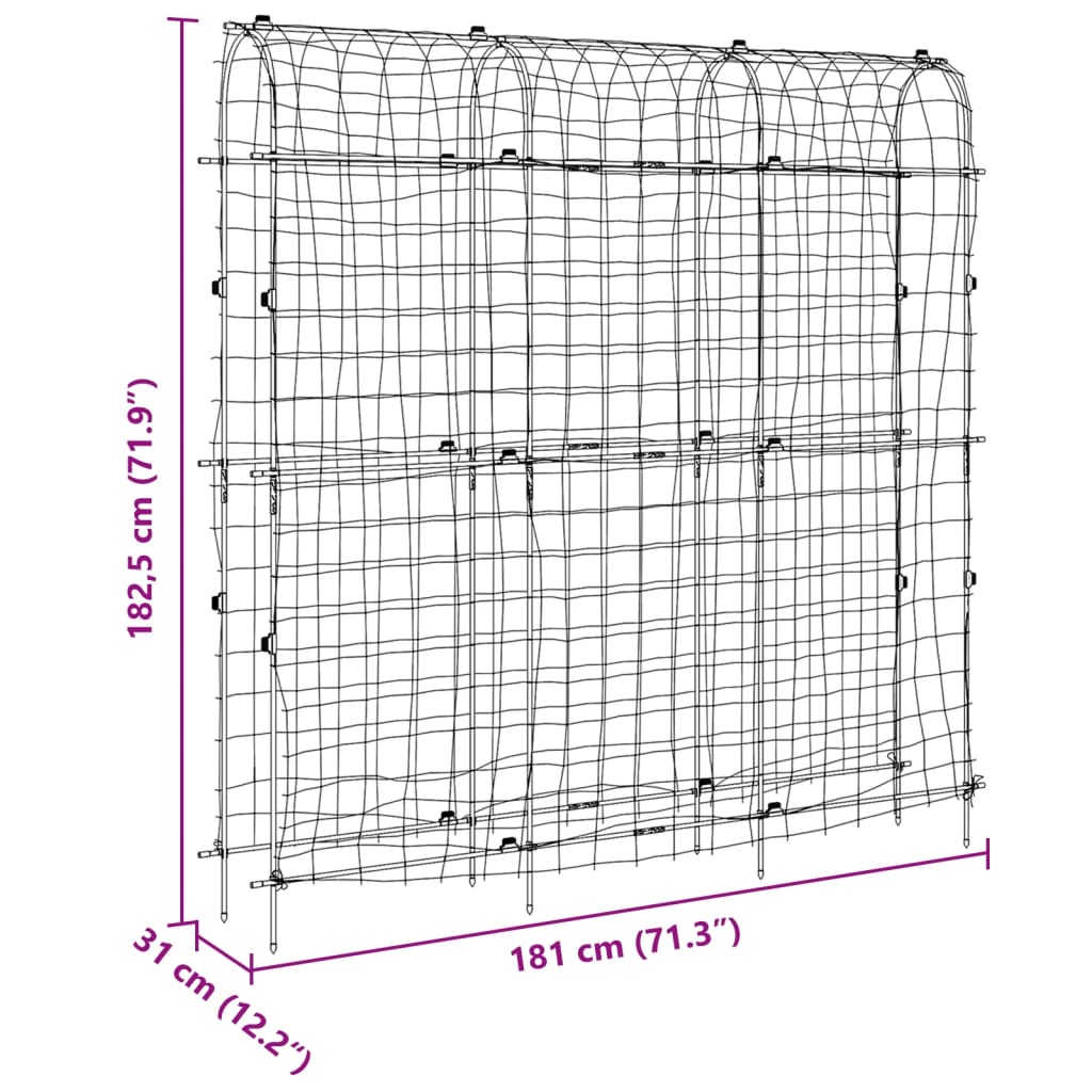 vidaXL Zahradní treláž pro popínavé rostliny U rám 181x31x182,5cm ocel