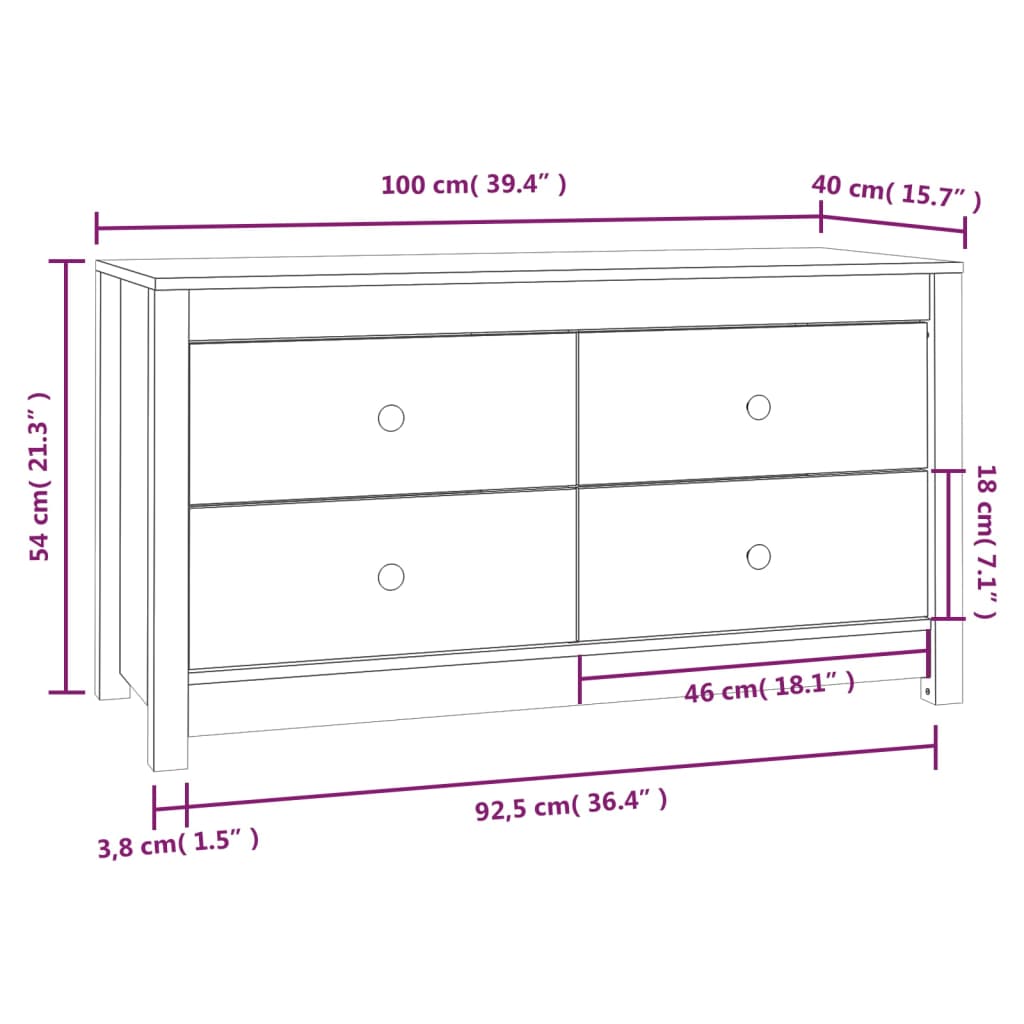 vidaXL TV skříňka medově hnědá 100x40x54 cm masivní borové dřevo