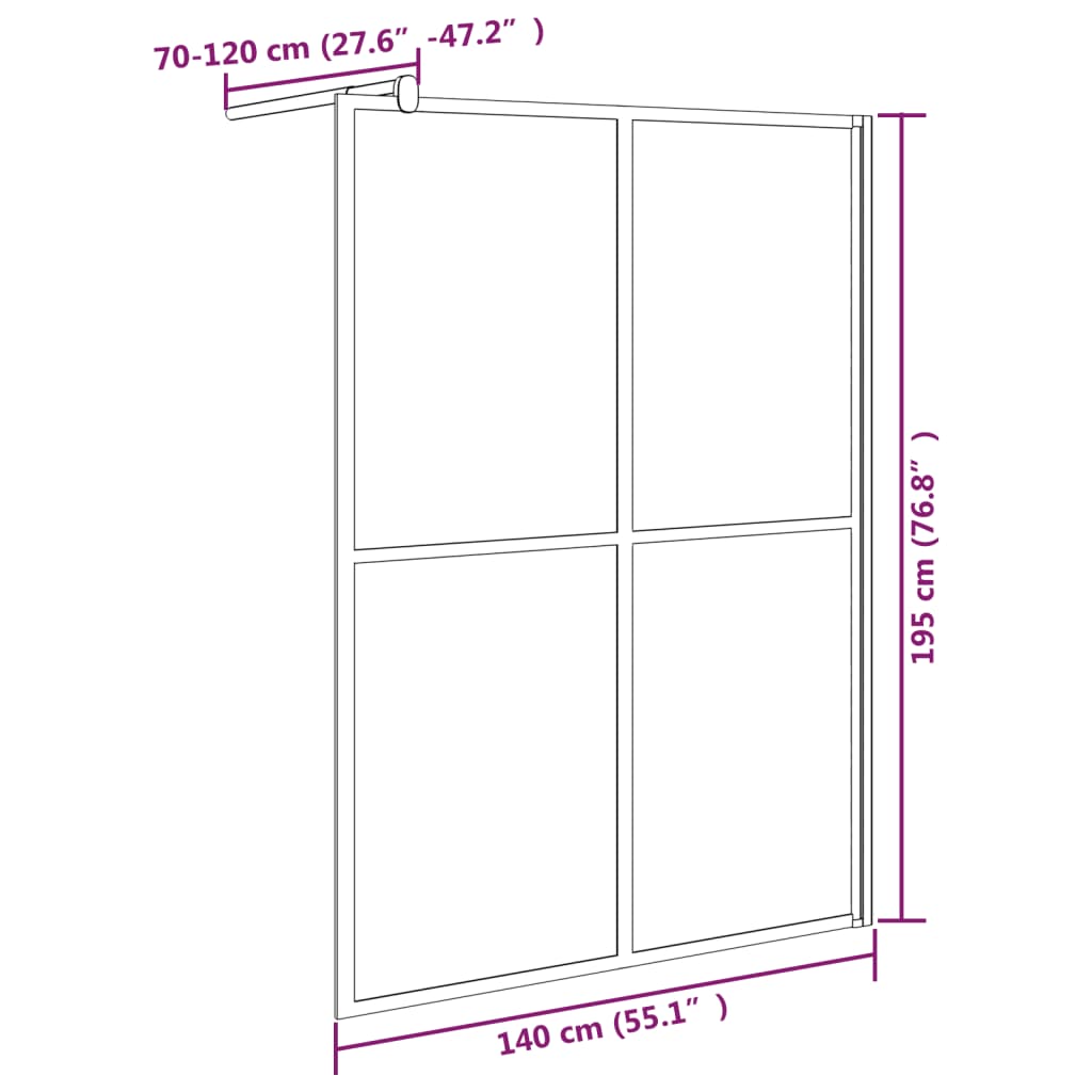 vidaXL Zástěna do průchozí sprchy 140 x 195 cm tmavé tvrzené sklo